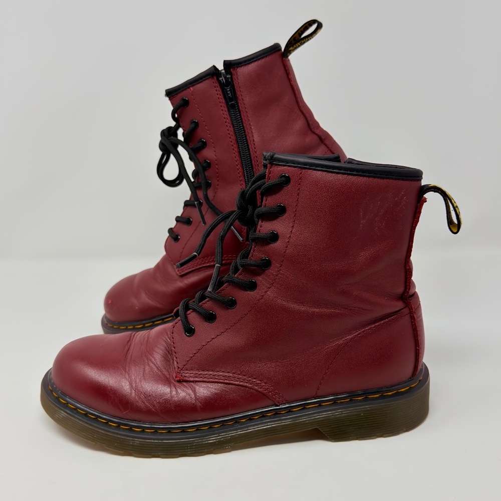 Dr Martens 1460 Y Cherry Red 8 Eye Side Zip Boots Womens 7 Mens 6